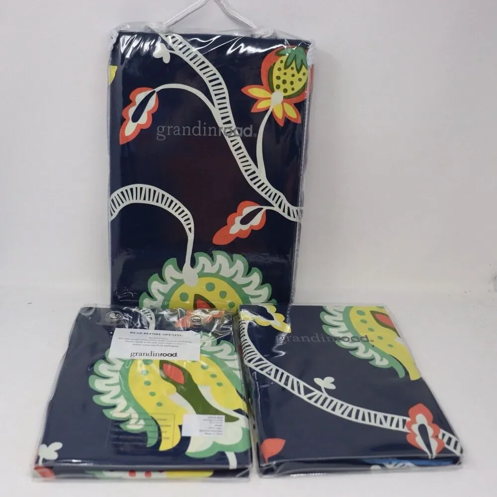 GRANDIN ROAD Mia Floral 1 Duvet Cover FULL/QUEEN 2 Shams 2 Euro Shams Set